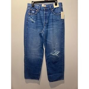 Universal Thread Womens Mid Rise Baggy Leg Distressed Jeans Medium Wash Size 10